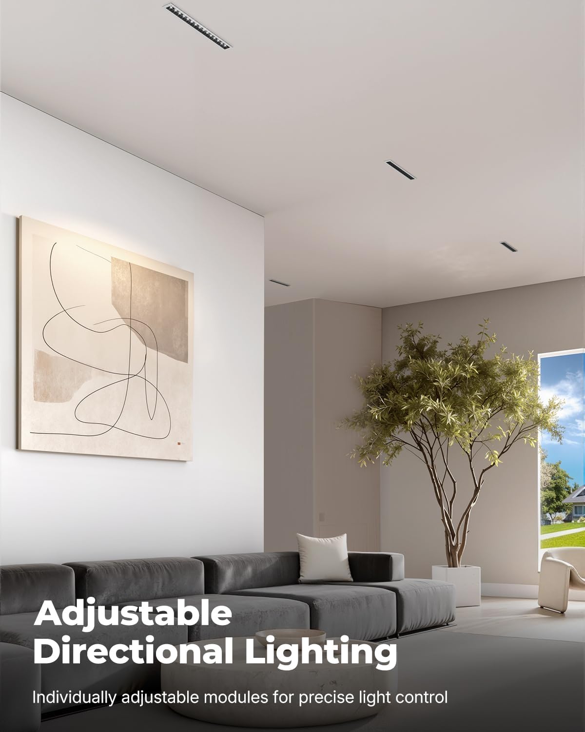 SCON 15W Linear LED Recessed Spotlight, 5 CCT 3000-6500K Aluminum LED Linear Light, Downlight with Trim, Paired with Driver-White and Black, TRIAC Dimming for Kitchen, Living Room, Hallway, Office