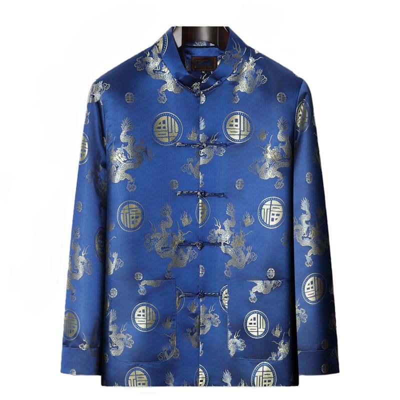 Shanghai Story Spring Autumn Dragon Print Chinese Traditional Tops Kungfu Jacket for Men