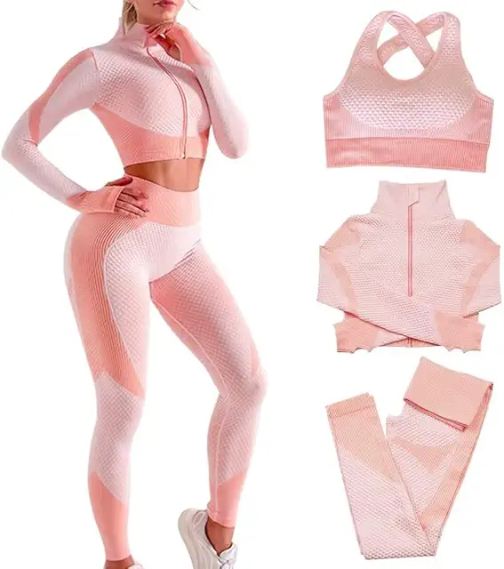 Veriliss 3-Piece Seamless Women's Yoga Set with Leggings & Sports Bra