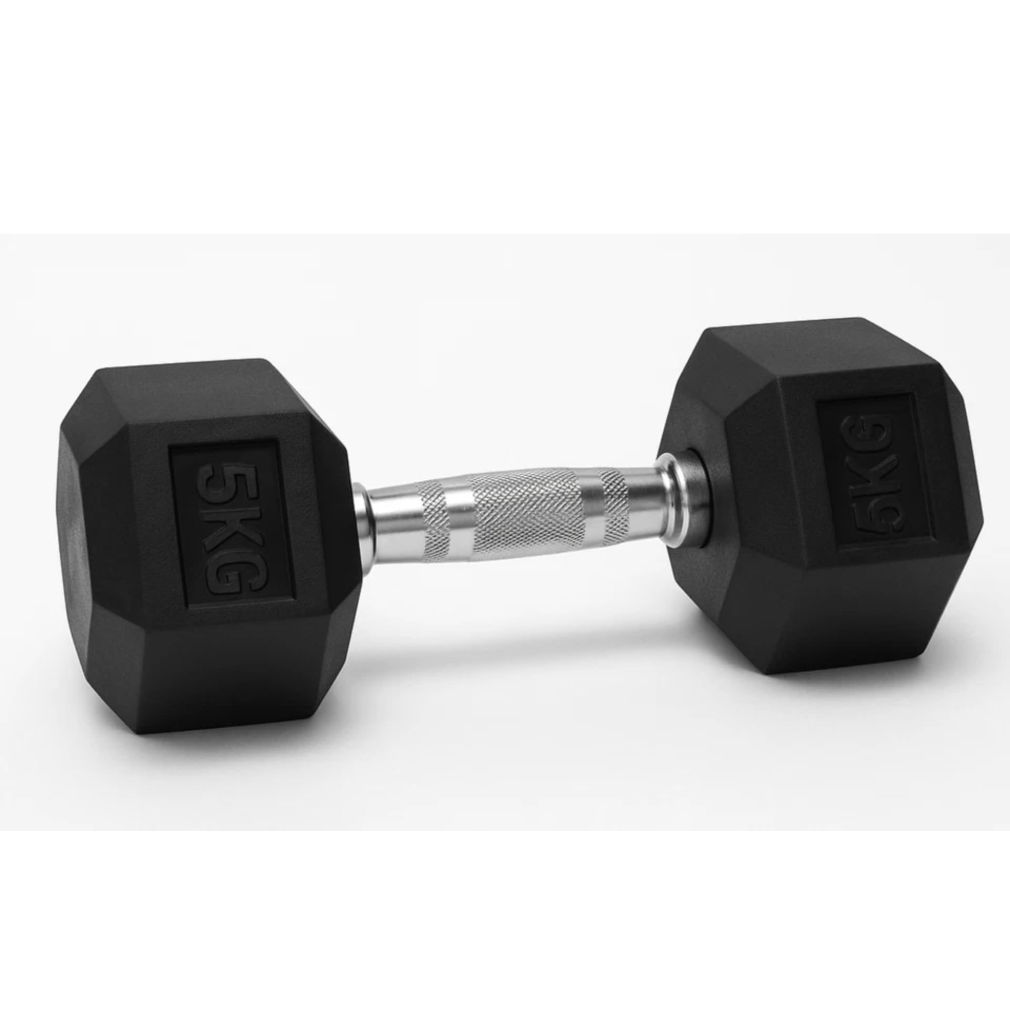 Hex Dumbbells Set โ Rubber Encased Anti-Roll Hand Weights with Chrome Handles for Strength Training, Weightlifting & Home Gym โ Single or Pair โ 2.5kg to 20kg (Single 5kg / 11lbs)
