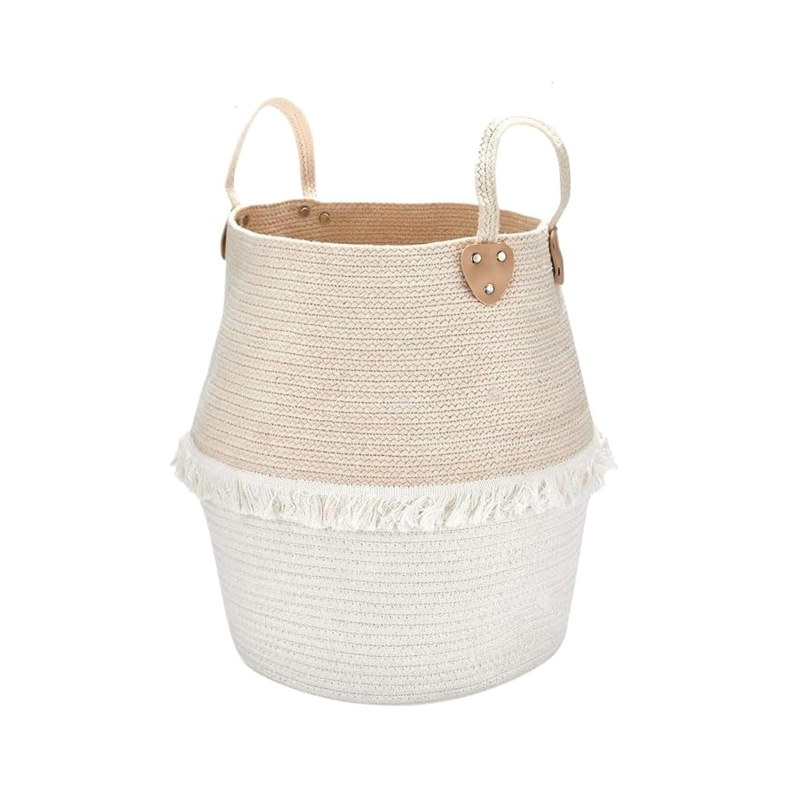 Laundry Hamper Space Saving Laundry Basket Home Storage With Handle For Dirty Cloth and Blankets(Beige)