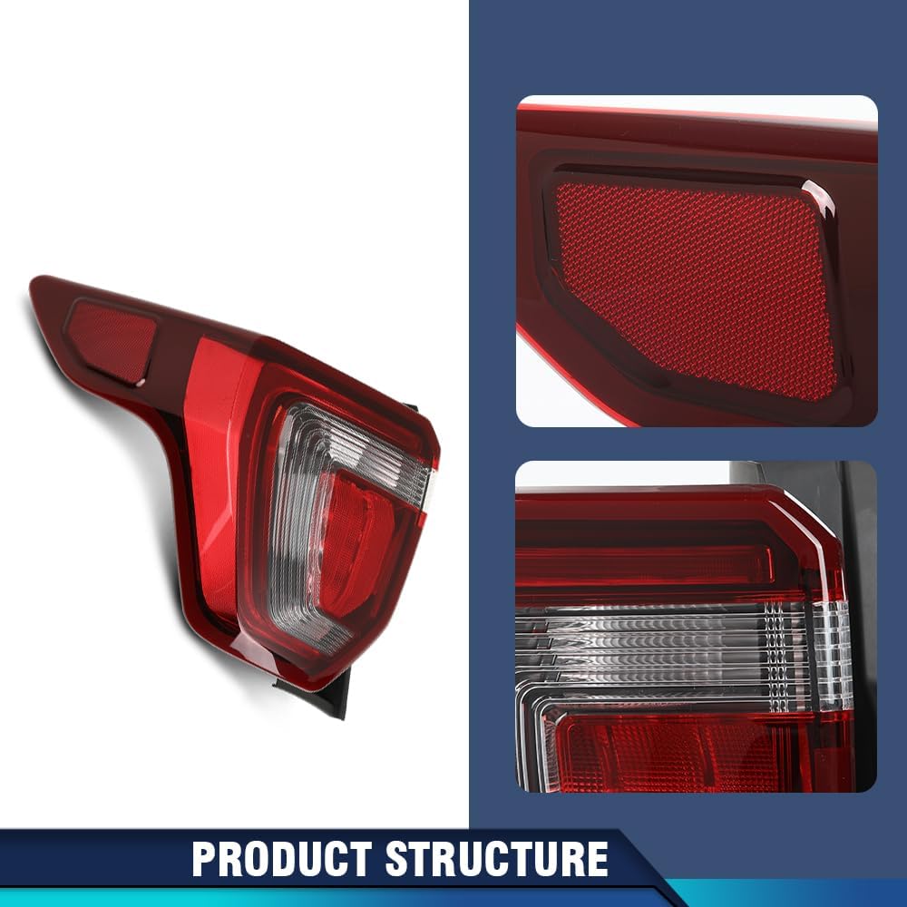 PIT66 Tail Lights Taillight Assembly Pair w/Bulbs & Wiring Harness Compatible with Ford Explorer 2016-2019 Black Out Red Lens Driver & Passenger Side Rear Brake Lamp Luz Trasera