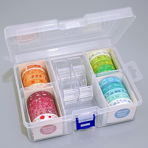 Miniatura 1 de Juego organizador de cinta Washi, 20 rollos de cinta Washi Kawaii (0.394 pulgadas de ancho) para diario con 1 caja de almacenamiento de plástico