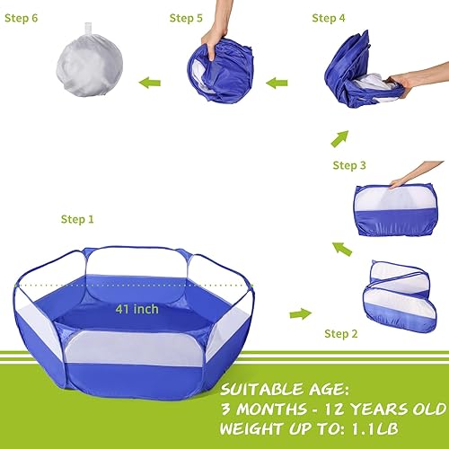 Miniatura 4 de TRENDPLAY Piscina de bolas plegable para niños de 4 a 8 años. Fomenta el juego activo y la imaginación (bolas no incluidas), color azul