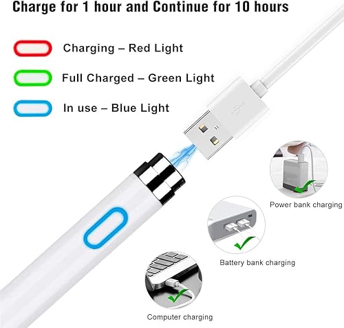 Miniatura 2 de SLAUNT Lápiz capacitivo para iOS y Android, compatible con iPadiPad ProAirMiniI PhoneCellphoneK indleApple Tablet Lápiz de dibujo (blanco)