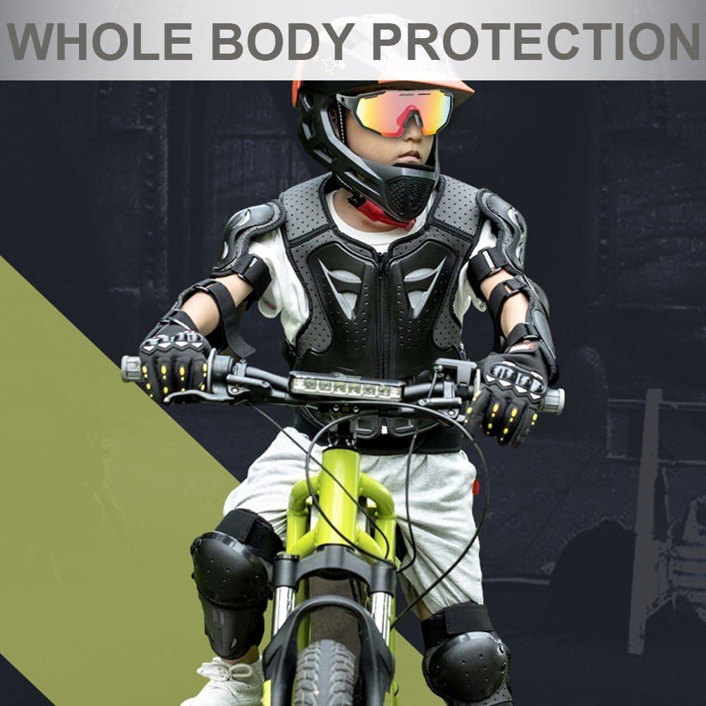 Dianzan Gilet Motocross per Bambini, con Ginocchiere E Gomitiere, Protezione per Il Torace, per Bambini dai 6 13 Anni