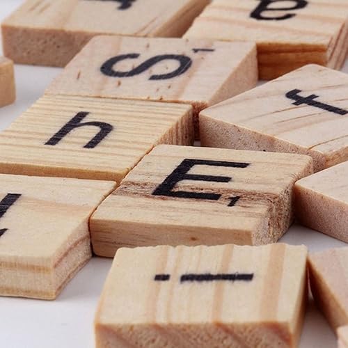 Miniatura 3 de Ufurty Rely2016 - Azulejos de madera del alfabeto Scrabble, 100 unidades/1 paquete de manualidades, letras negras de madera, todas las letras