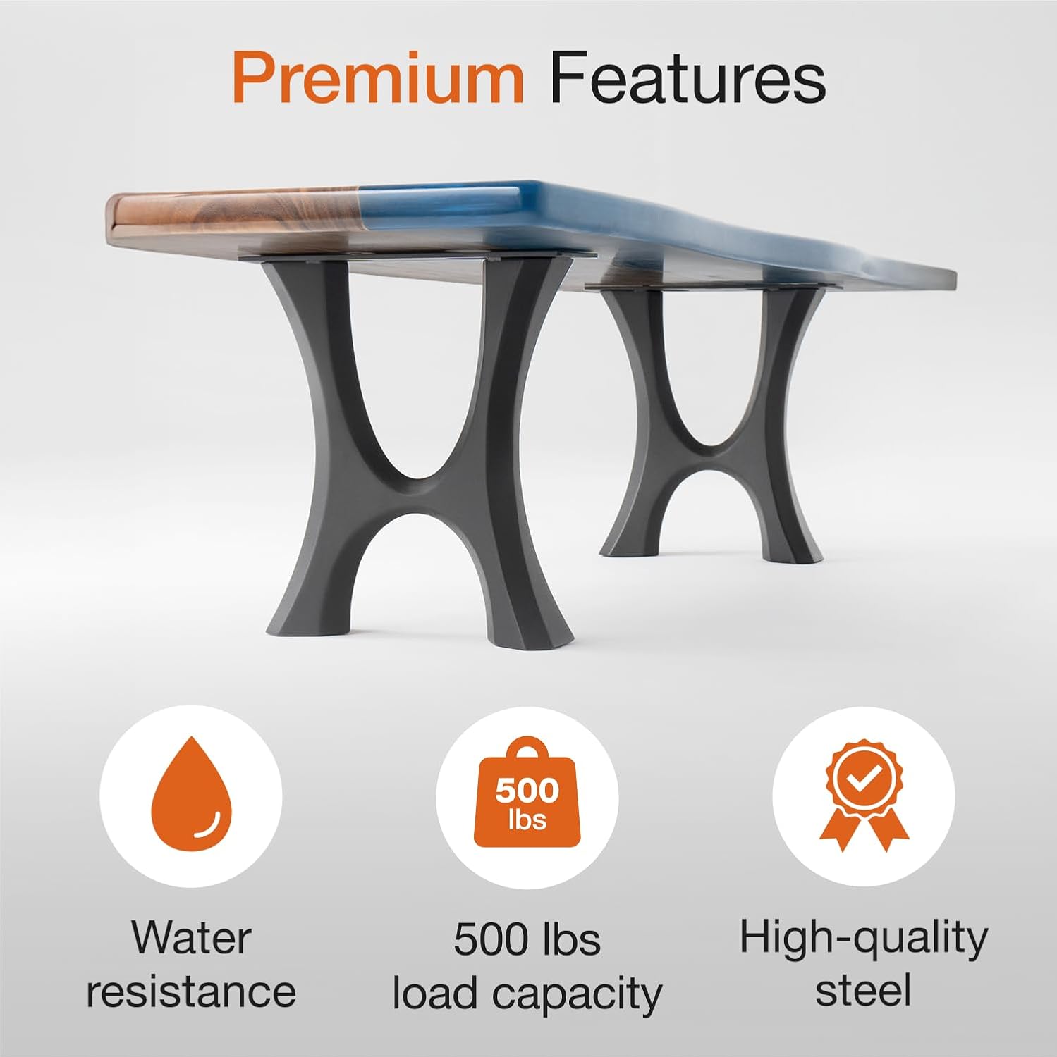 Flowyline 16" H 103 Haru Handcrafted Black Metal Table Legs and Bases for Coffee Tables | Steel Desk Legs | Rust-Resistant, Adjustable Furniture Legs for Bench DIY Mid-Century Modern Indoor/Outdoor