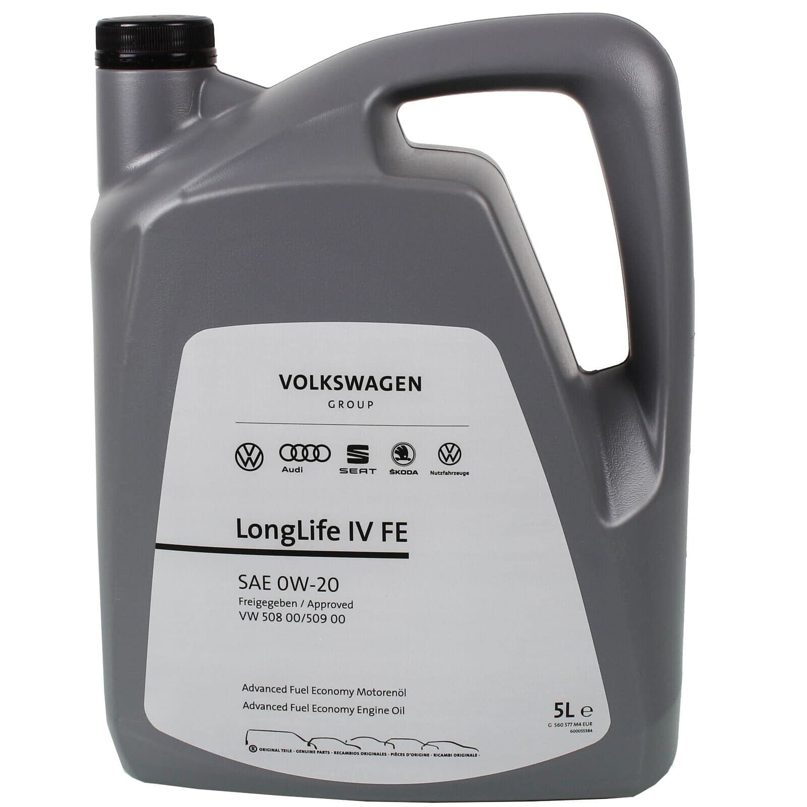Volkswagen GS60577M4EUR Motoröl 5L Longlife 4 FE Viskosität SAE 0W20 Norm 50800 50900 Öl