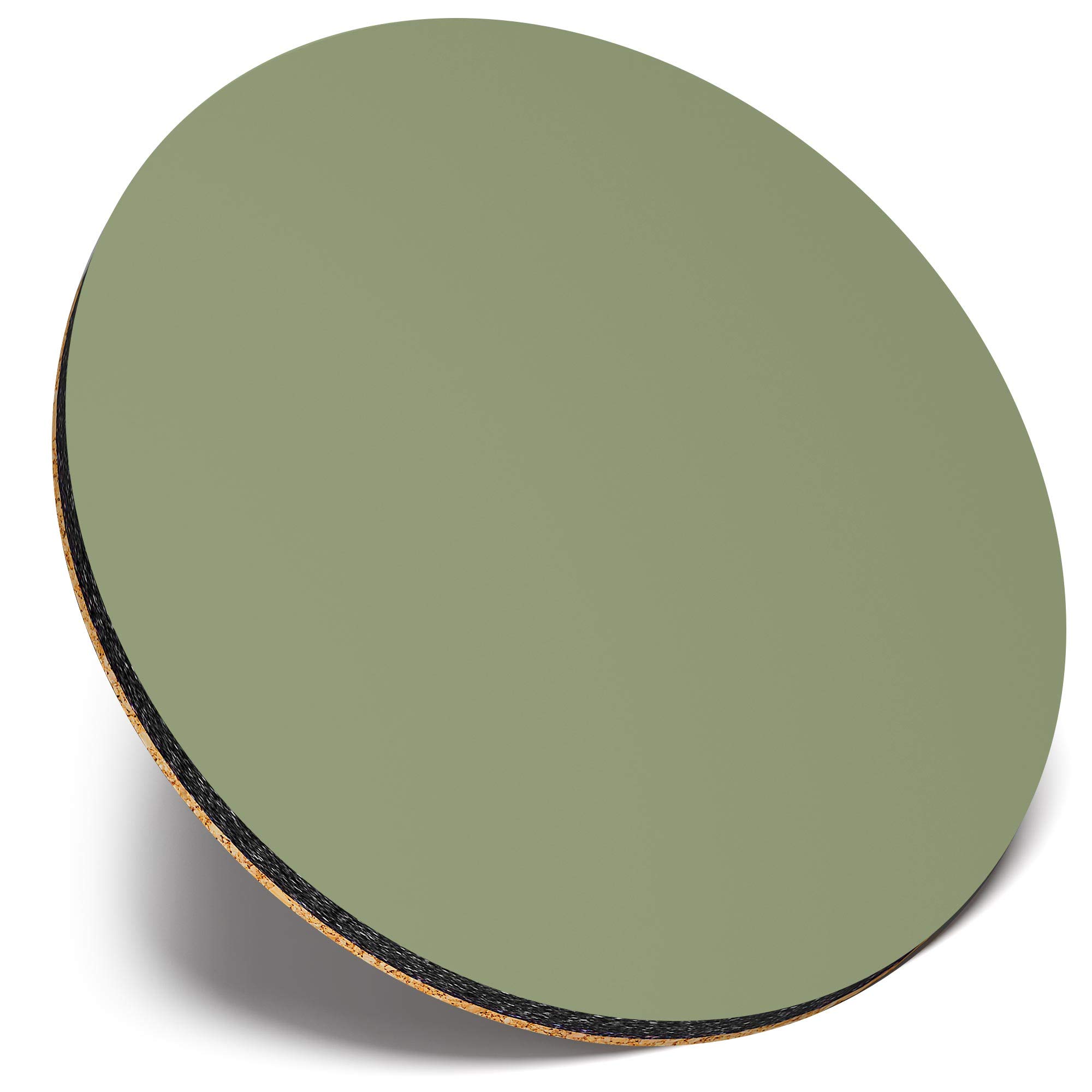 Round Single Coaster - Avocado Green Colour Block |Glossy Quality Coasters | Tabletop Protection for Any Table Type #44189