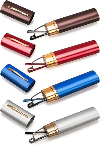 Miniatura 10 de Gafas de lectura pequeñas para hombres y mujeres, 3 pares de lectores de bolsillo delgado con clip para bolígrafo, caja de metal, bisagra de resorte
