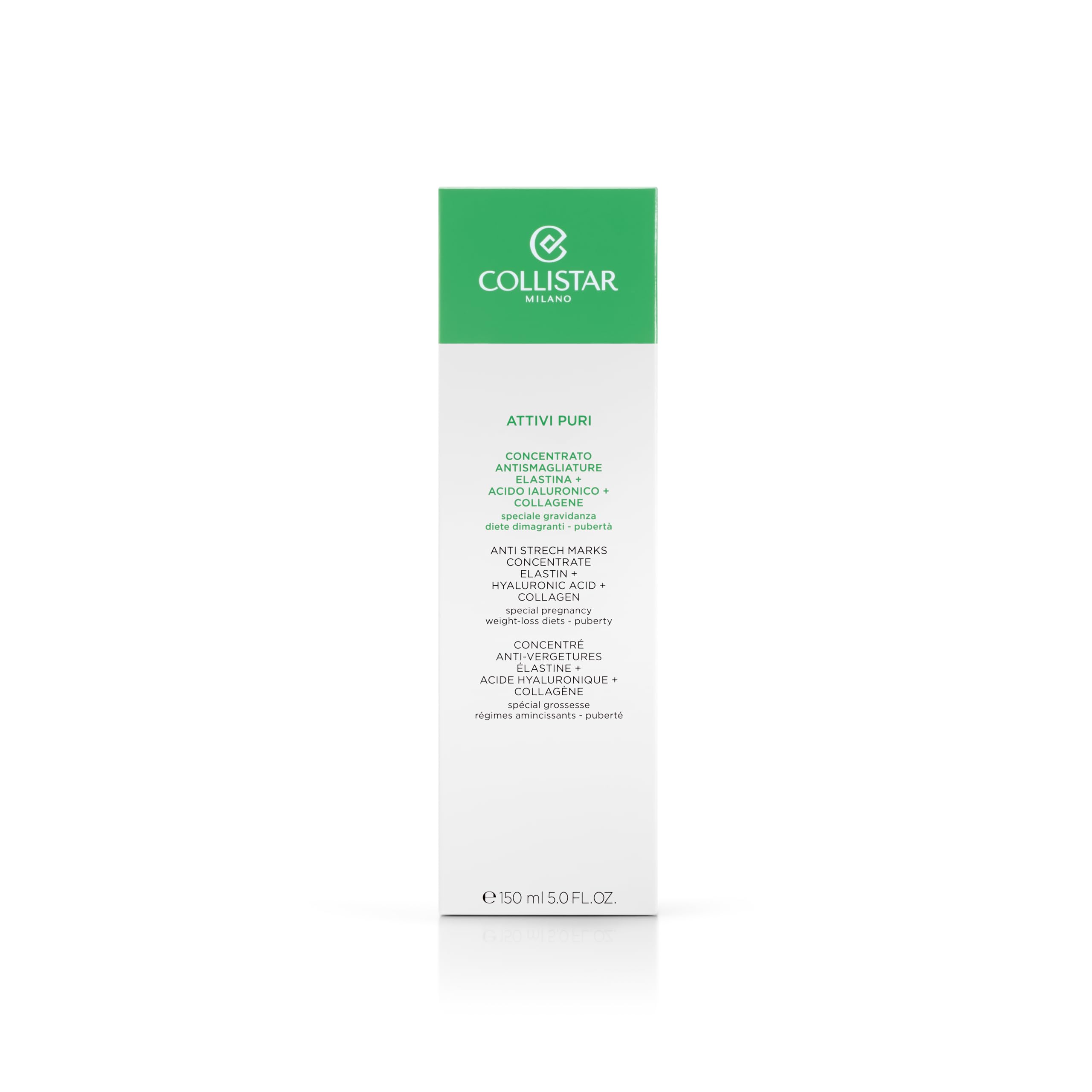 Collistar Concentrato Antismagliature, Con Elastina + Acido Ialuronico + Collagene, Ricompatta e Rinforza i Tessuti Cutanei, Contrasta la Formazione di Smagliature, 150ml