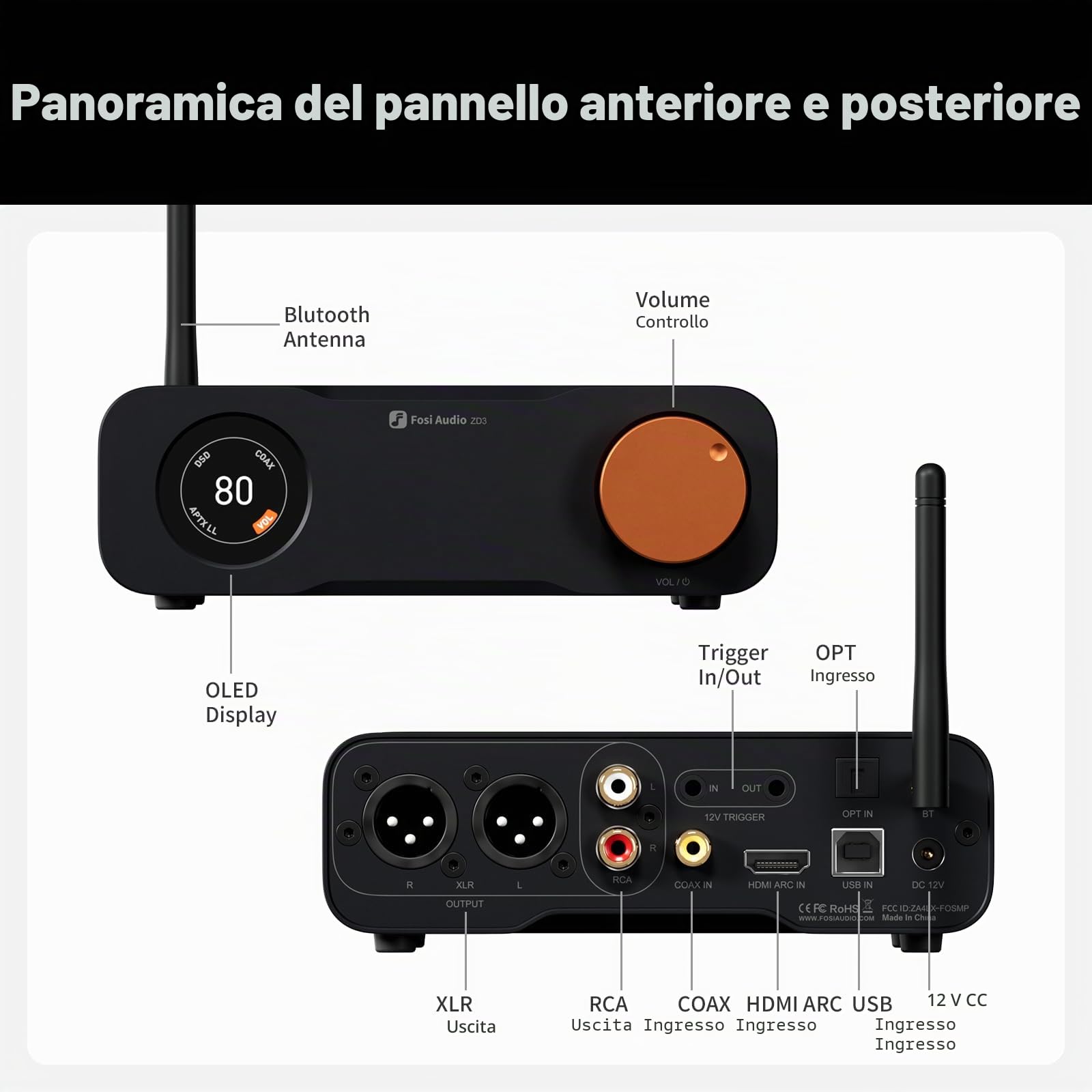 Fosi Audio ZD3 DAC Preamplificatore e Cavo XLR 1ft in bundle