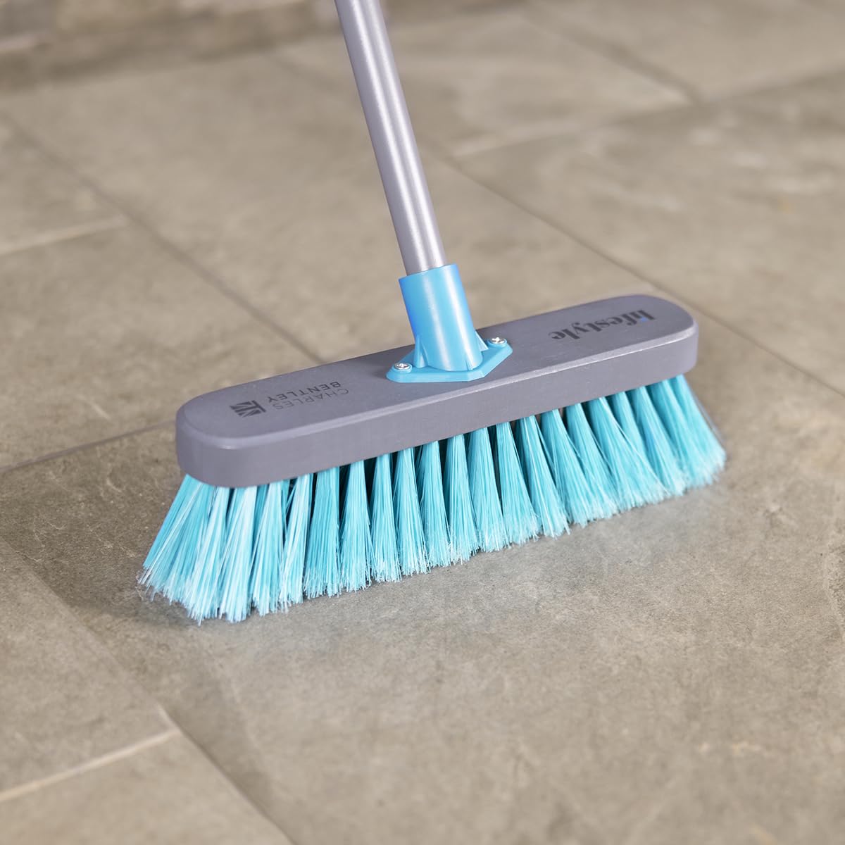 Charles Bentley 12" Mixed Bristle Wooden Broom - Grey