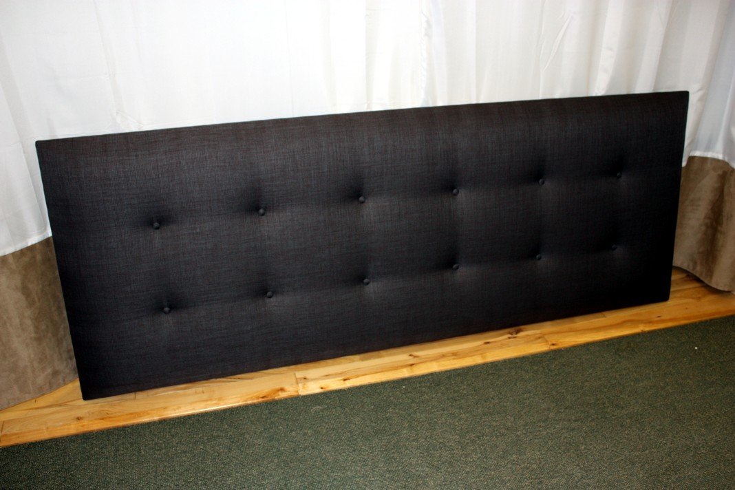 mm08enn BEAUTIFUL NEW 3FT,4FT,4FT6,5FT AND 6FT BUT HEADBOARD IN LINEN FABRIC IN AND SIZES WITH MATCHING BUTTONS (6ft super king size, Black)