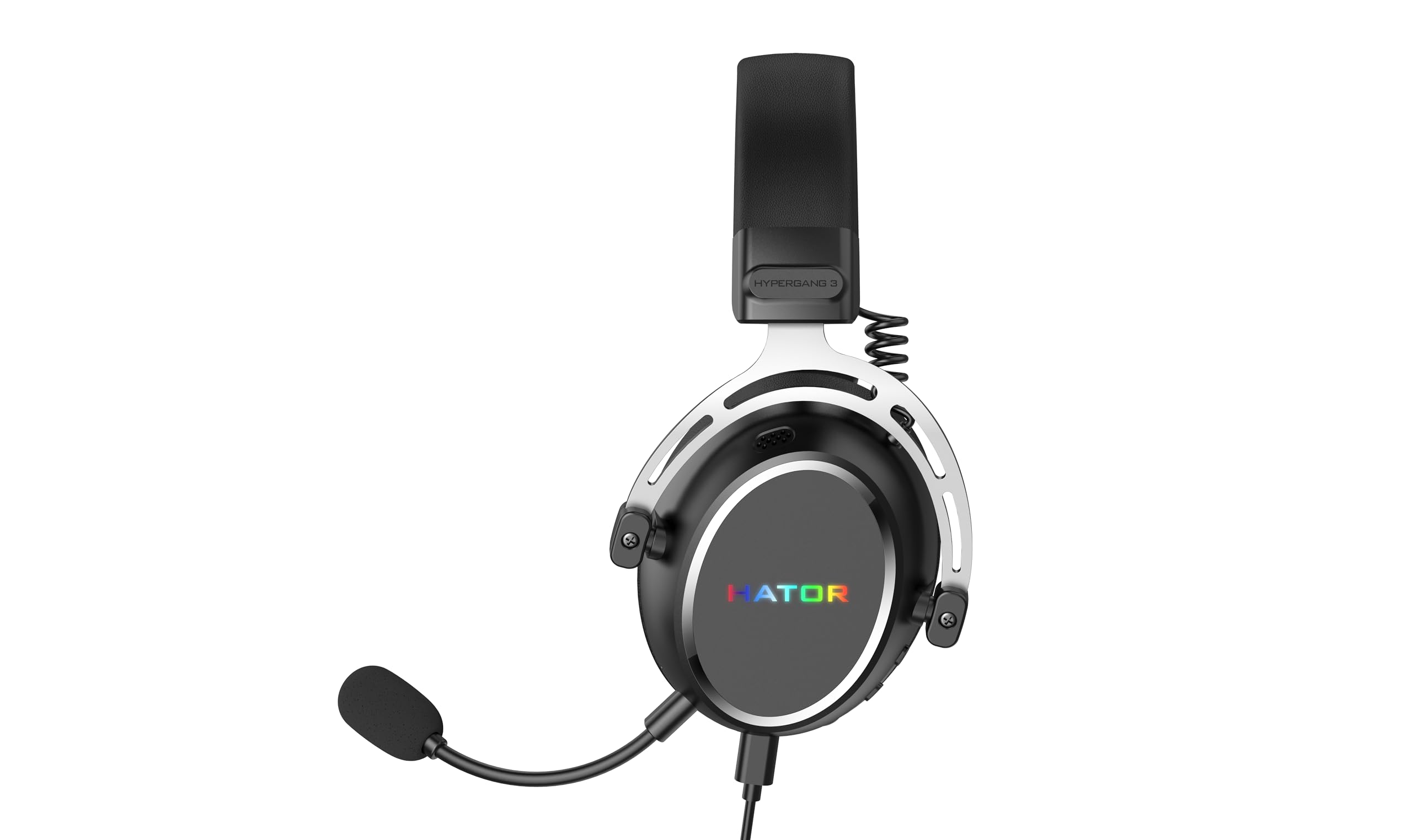 HATOR Hypergang 3 USB Gaming-Headset – Hi-Res Audio, 7.1 Surround Sound, 53mm Treiber, Bluetooth, abnehmbares Mikrofon, USB-C, RGB – für PC, PS5, Schwarz