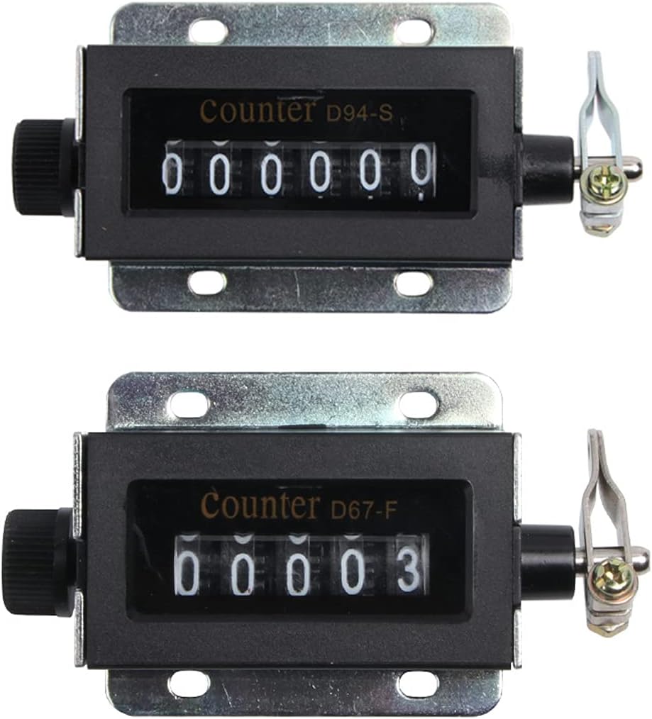 Lelukee2 Pack Mechanical Counter,0-99999 5 Digit Manual Tally and 0-999999 6 Digit Manual Counter Kit,Resettable Pull Counter,Manual Stroke Clicker Counter,Count Accurately