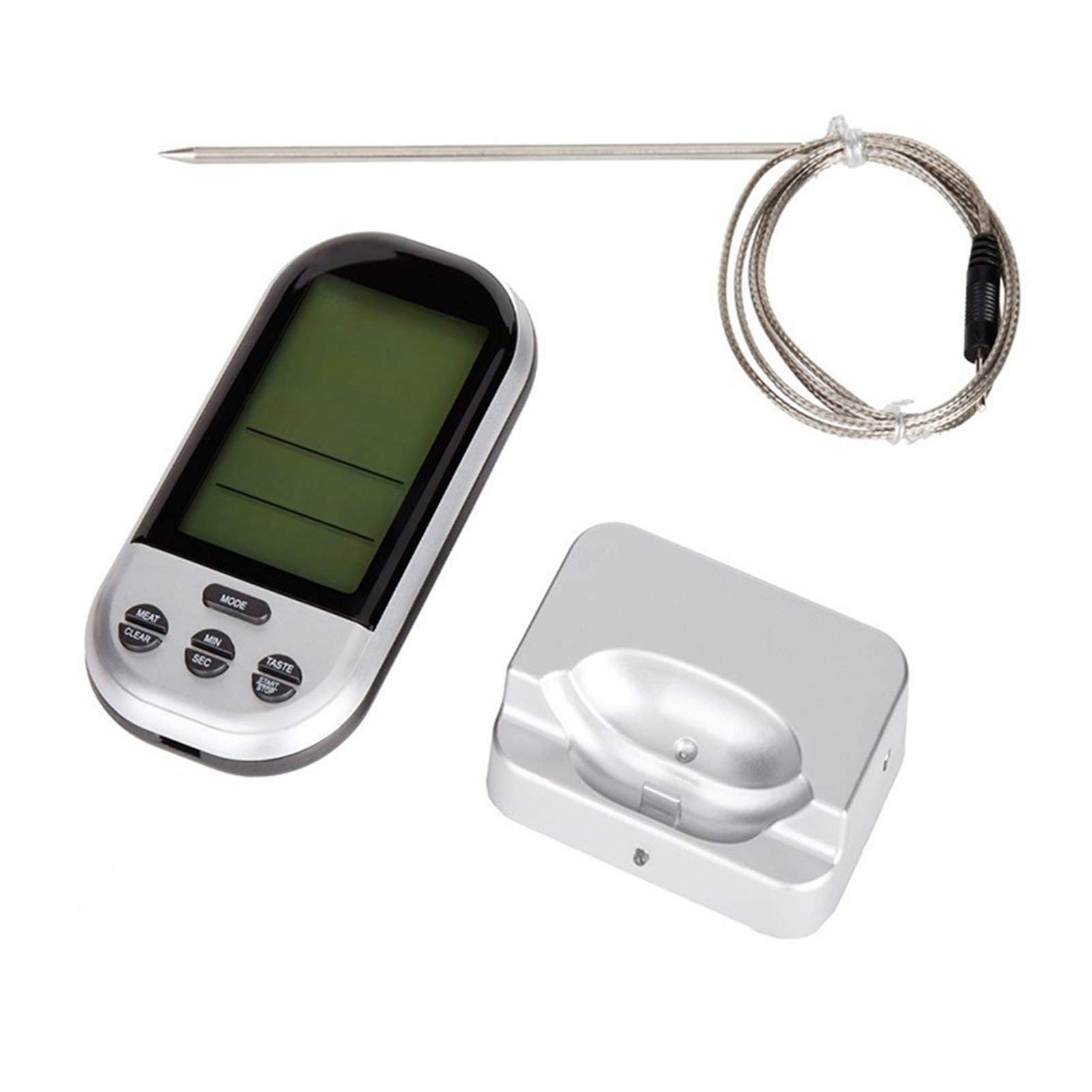 Termometro Igrometro Termometro digitale BBQ BBQ Grigliatura della sonda alimentare Termometro da cucina Strumenti di cottura con allarme timer Termometro igrometro per interni(A)
