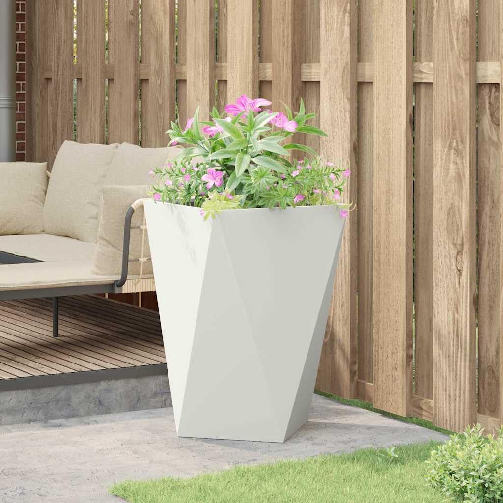 Pflanzkübel Weiß 50x50x75 cm aus Stahl - Robuster Gartenpflanzer Modernes Design - Wetterfestes Pflanzgefäß für Garten Terrasse und Balkon - Rechteckiger Blumenkübel