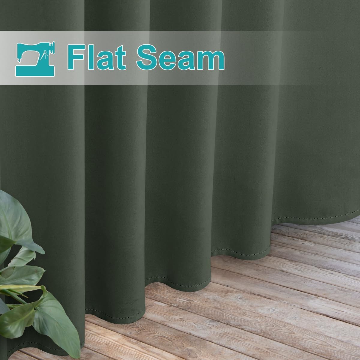 NICETOWN 2 Panels Greyish Green Long Outdoor Curtainss for Patio Waterproof, Detachable Sticky Tab Top Blackout Indoor Outdoor Blinds Heat & Cold Blocking Privacy for Gazebo/Porch, W52 x L108