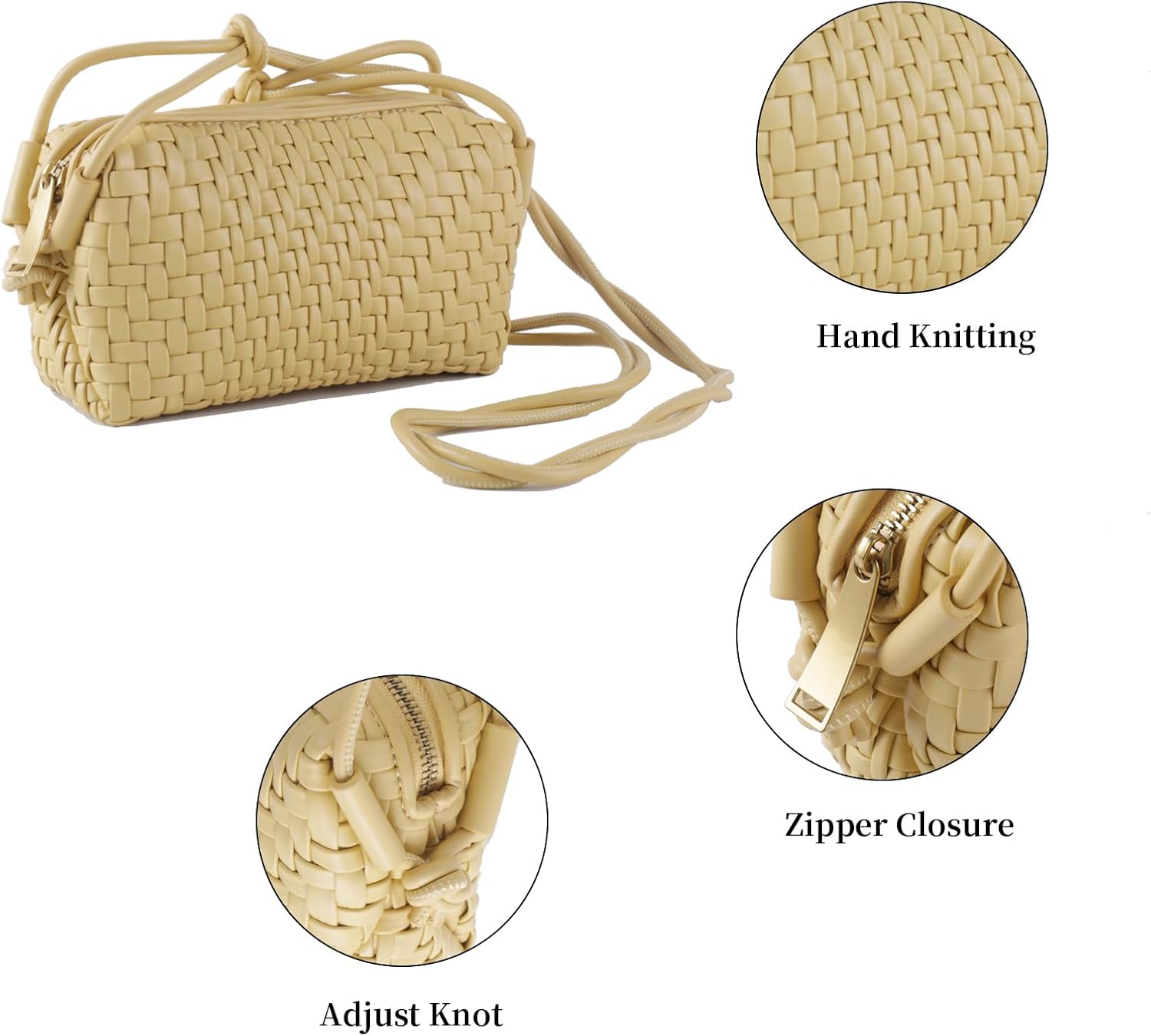 Crossbody Bag for Women Trendy Woven Purse Vegan Leather Small Shoulder Handbags with Strap - Image 4