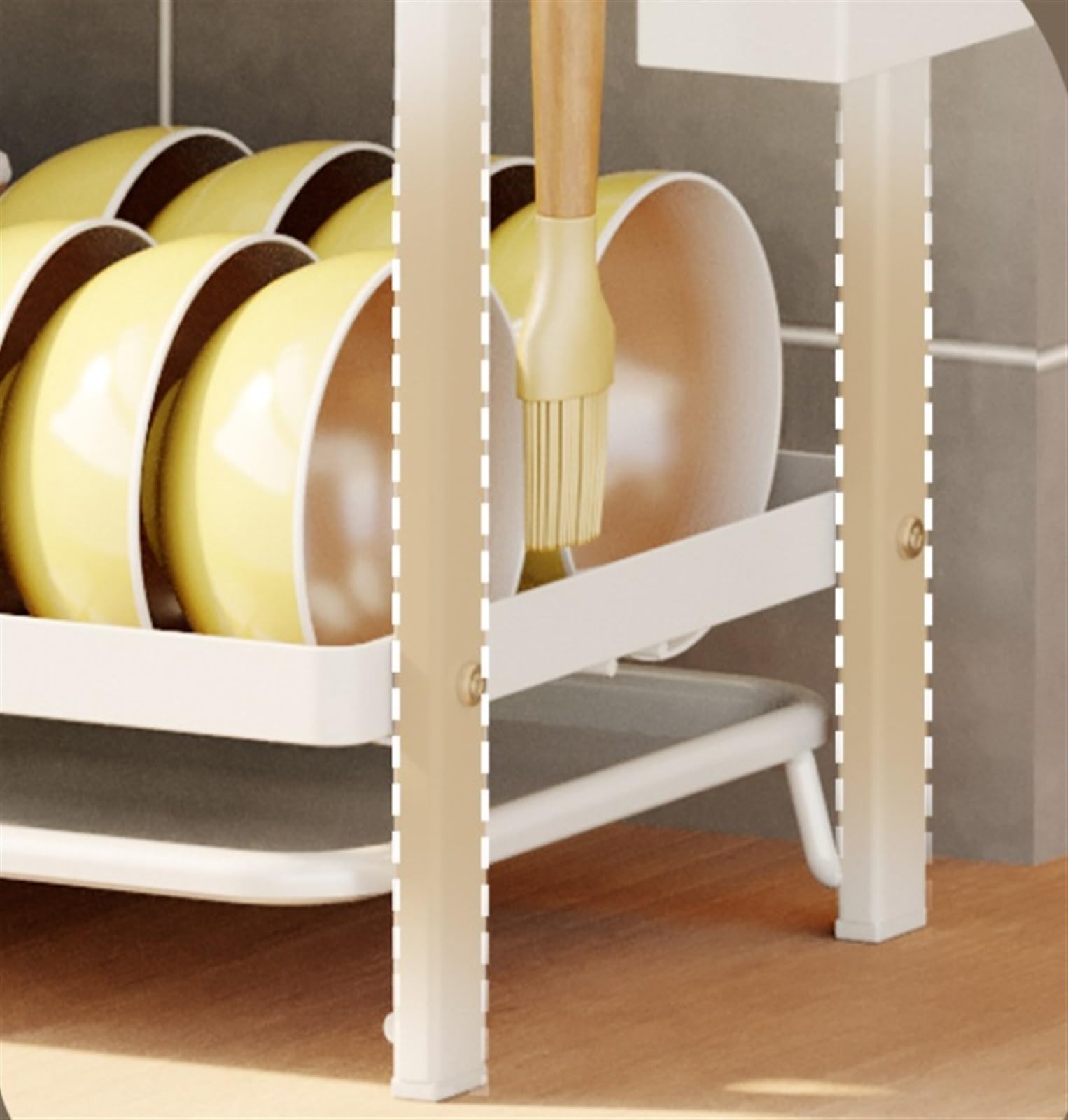 Escurreplatos y Soporte para Utensilios Que Ahorra Espacio en la encimera de la Cocina. Solución de Almacenamiento Duradera y Resistente (Negro 4 en 1).