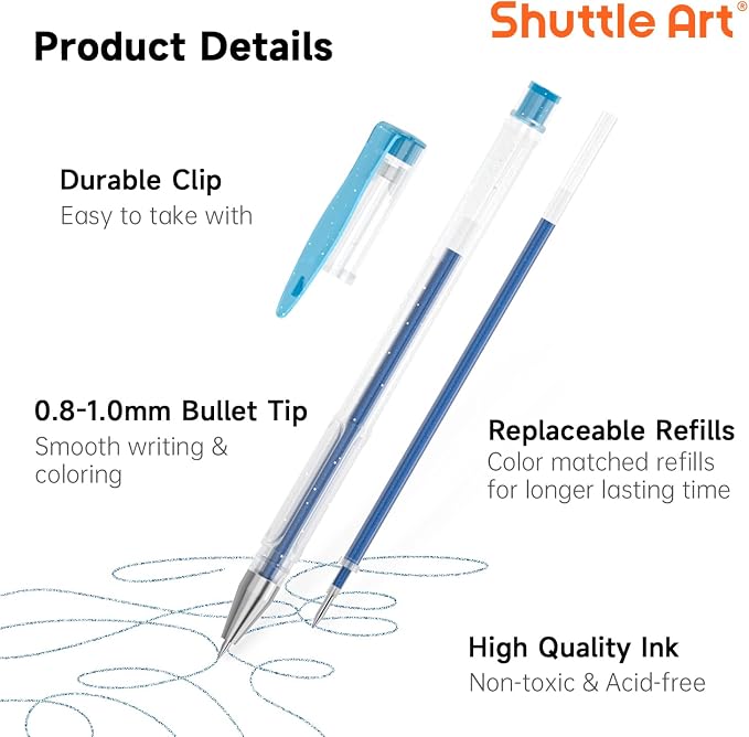 Lápices de gel de colores Shuttle Art 360, pack de 180 y recargas miniatura 5