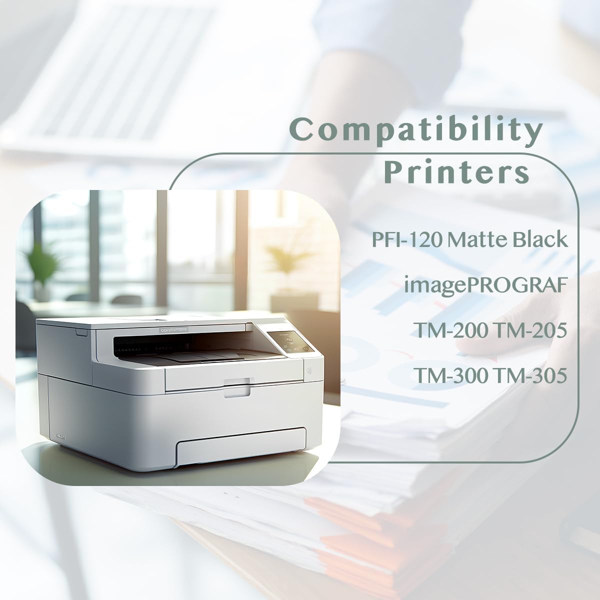 PFI-120MBK Ink Cartridge 130ml (2 Pack) Compatible for Canon PFI-120MBK Ink Tank PFI-120 MBK for imagePROGRAF TM-200 TM-205 TM-250 TM-300 TM-305 TM-355 TM-350 GP-200 GP-300 Printers