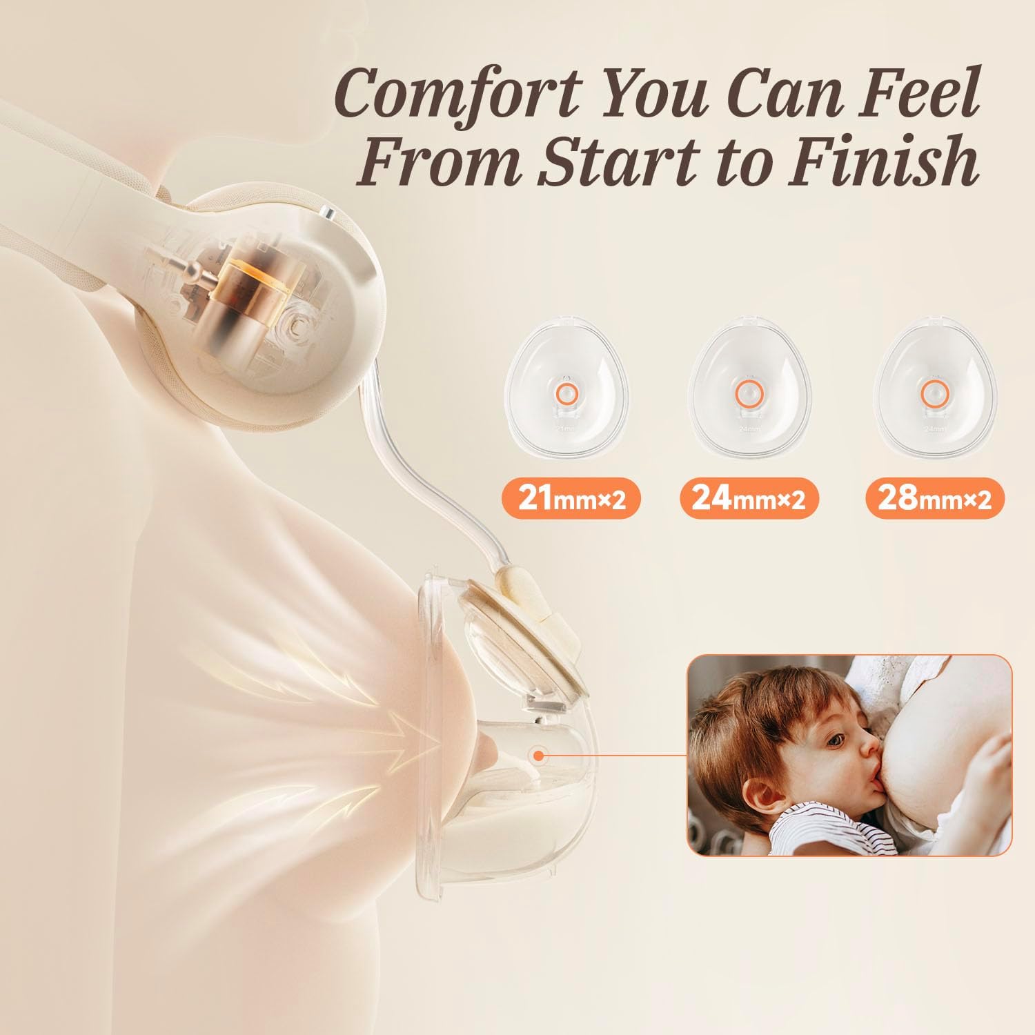 Snow Bear Wearable Breast Pump–Hands Free Portable Breast Pump with Neck Heated & 3 Size Flanges,160 min Battery Life Wireless Ultra Quiet Spill Resistant Breastfeeding Pump for Moms Home Work Travel