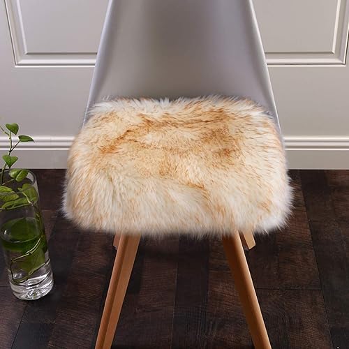 Miniatura 2 de Softlife - Funda para silla de piel de oveja sintética blanca 2 piezas, almohadilla de asiento súper suave, alfombras para sala de estar,