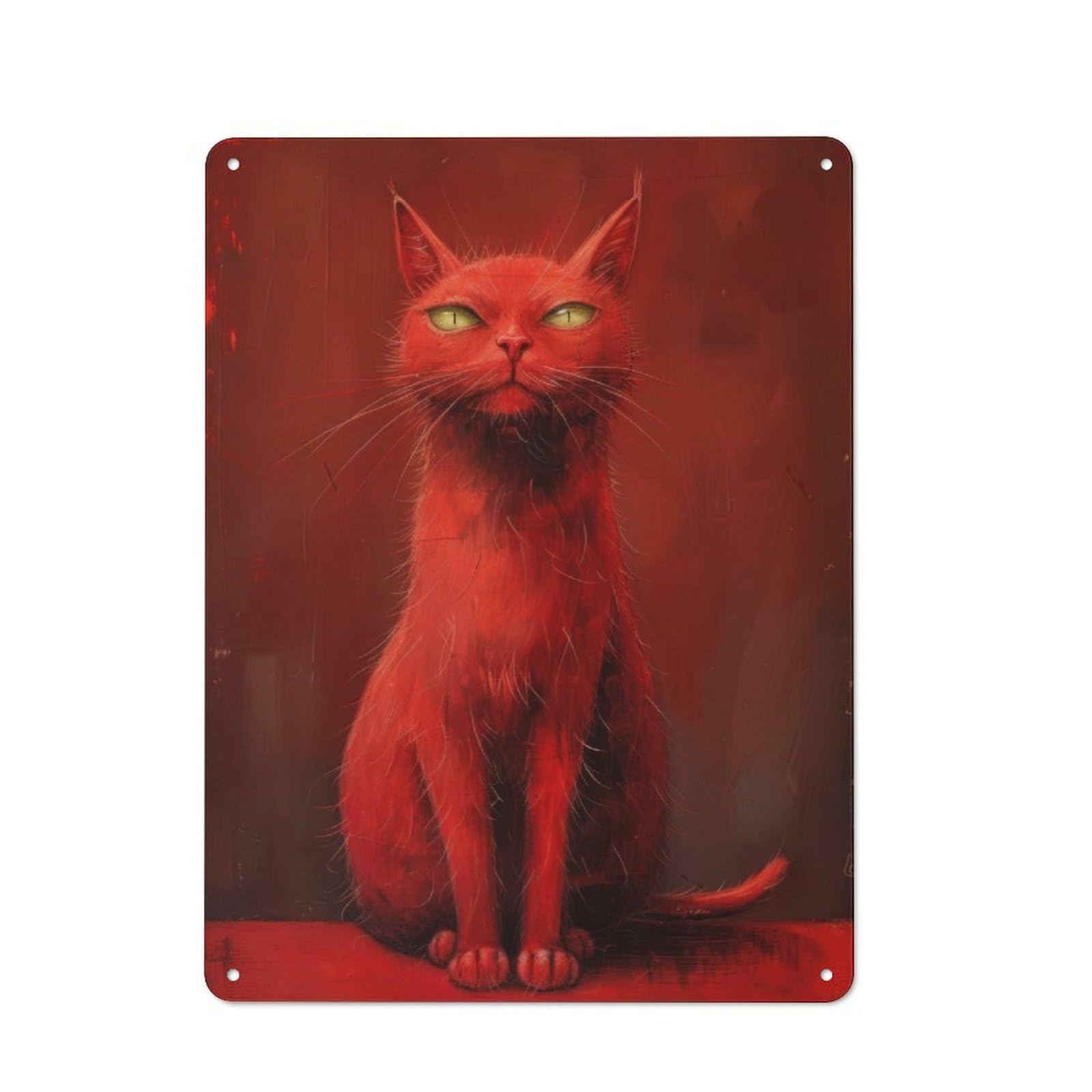 Junmoney Fiery Feline Stare Vintage Metal Sign 40X30cm For Guest Room Or Hallway, Suited To Guest Room Decorators