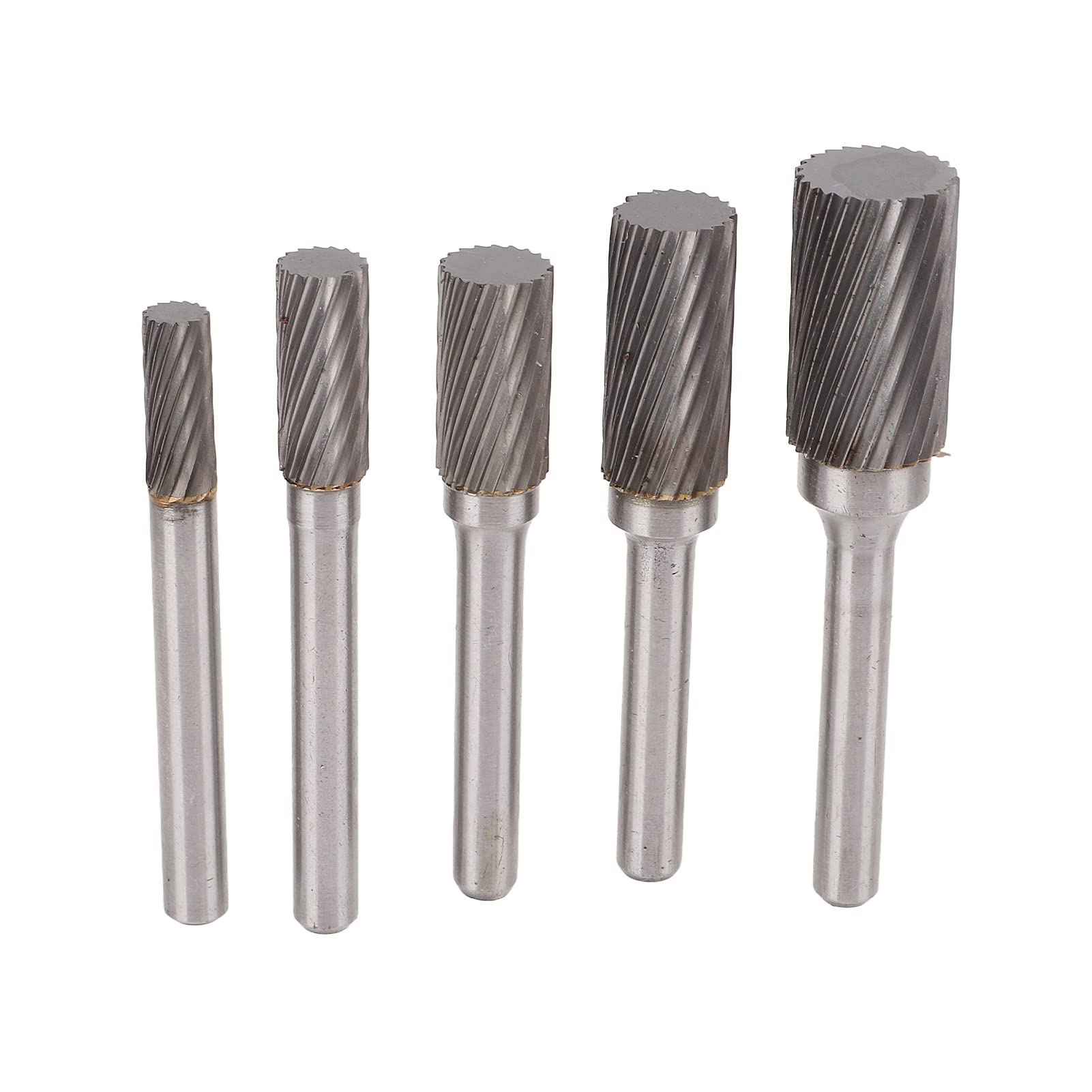 Set di 5 frese in carburo cementato argento, punte rotanti con gambo da 6 mm/0,24 pollici, per metallo, lavorazione del legno, incisione, lucidatura, foratura, molatura,