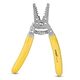 7 Inch Wire Stripper, Wire Cutter, Cutting for 4-10 AWG Solid Wire and 6-12 AWG Stranded Wire, Multi-purpose Electric Tool Crimper Plier for Crimping Stripping, Yellow
