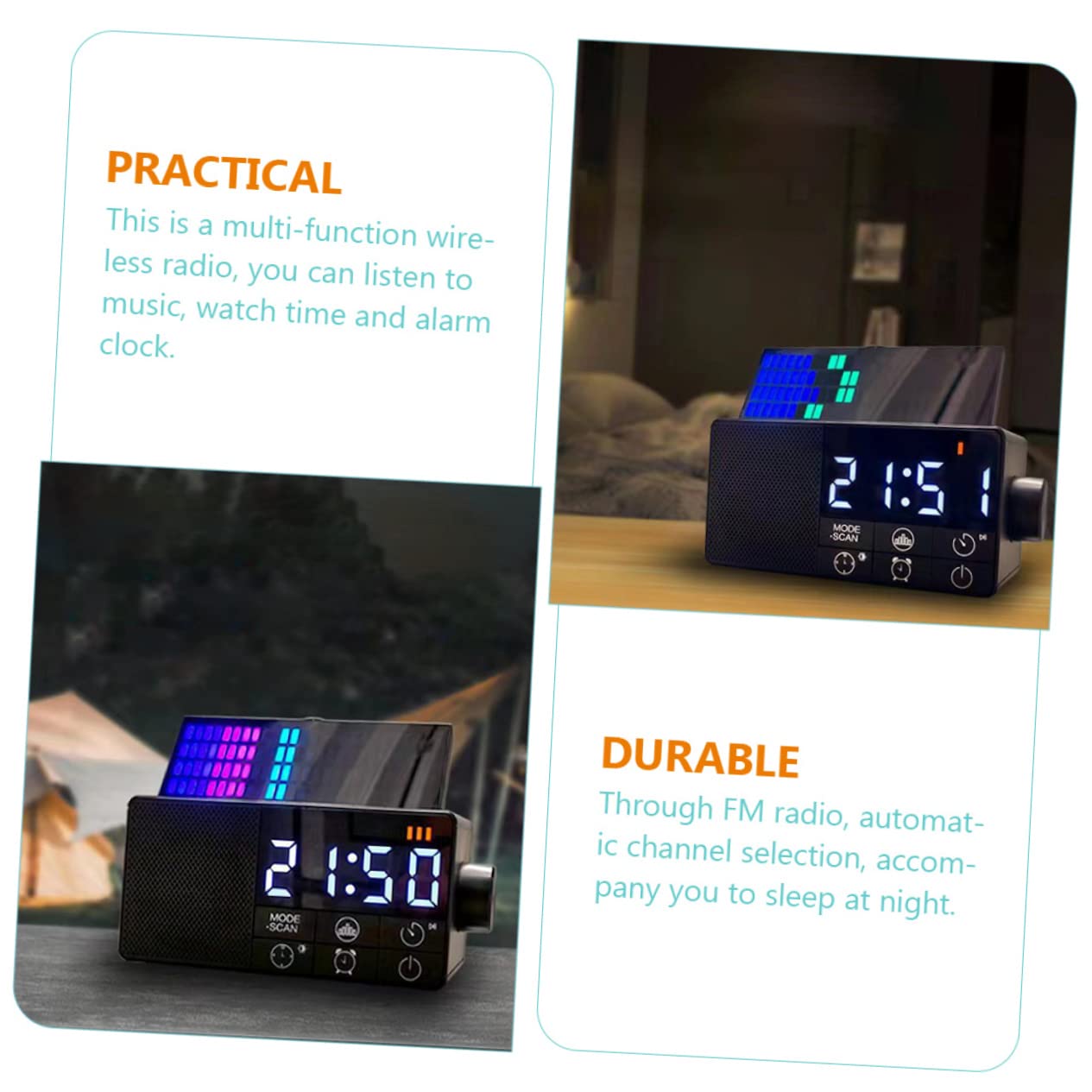 SHINEOFI Reloj Despertador Digital con Altavoz Retro Altavoz Inalámbrico con Radio FM Decoración para Dormitorio y Sala de Función de Alarma y Modo de Repetición