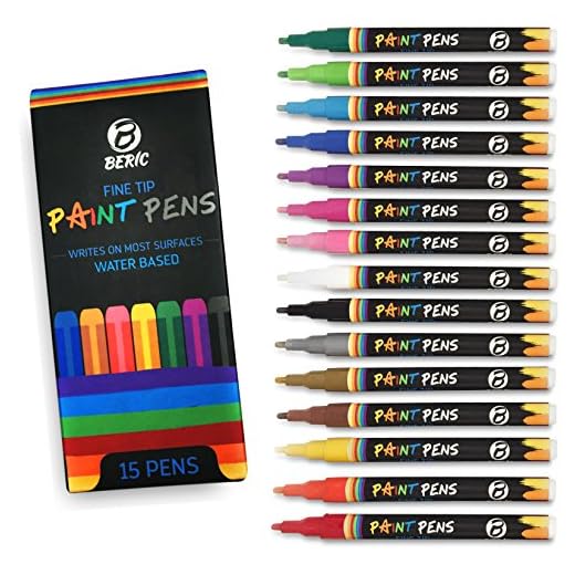 Beric Premium Paint Pens 15 pack, Water-based, Marker, Fine Tip, Writes on Almost Anything, Water and Sun Resistant Vibrant Colors Low Odor Long Lasting, Fast Drying Assorted Colors