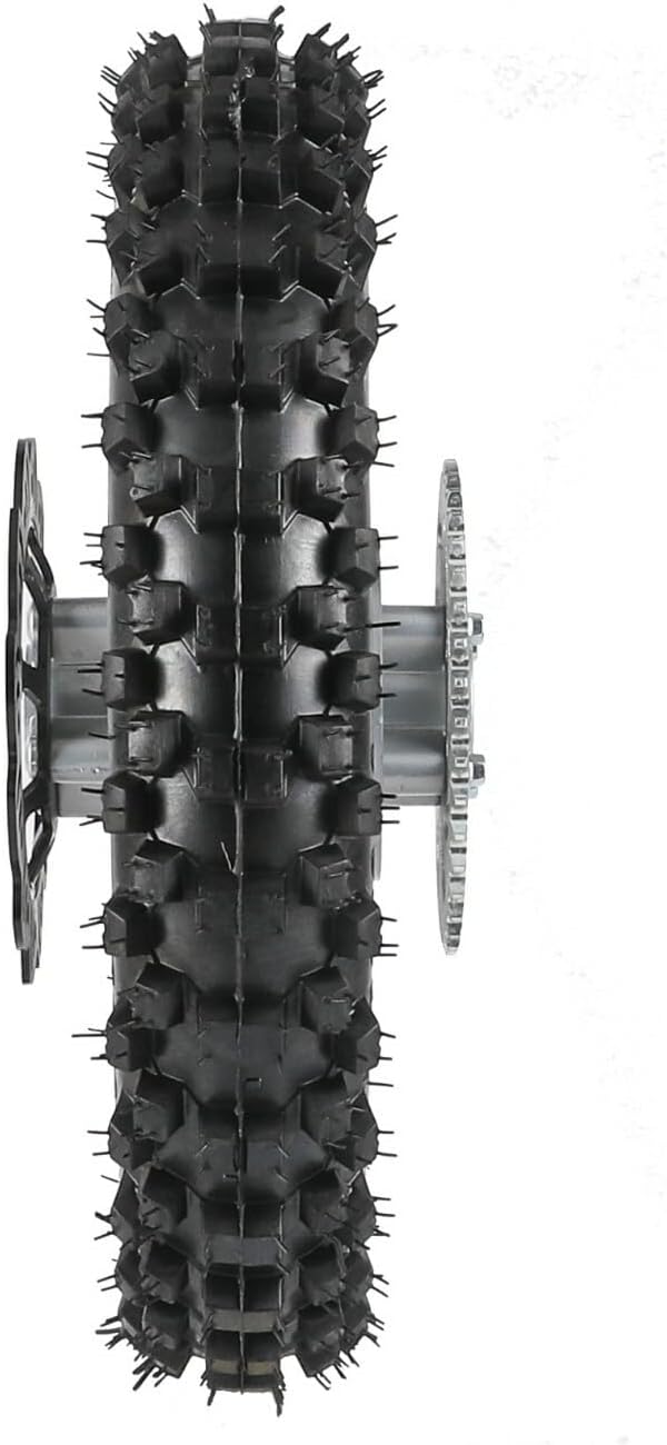 80/100-12 Rear Wheel Complete Assembly with Sprocket & Brake Disc, Fits Suzuki DRZ110 DR-Z110, Honda CRF70 CRF70F, Kawasaki KX65, 12 Inch Rim Tire Tube for 110cc 125cc Pit Dirt Bike