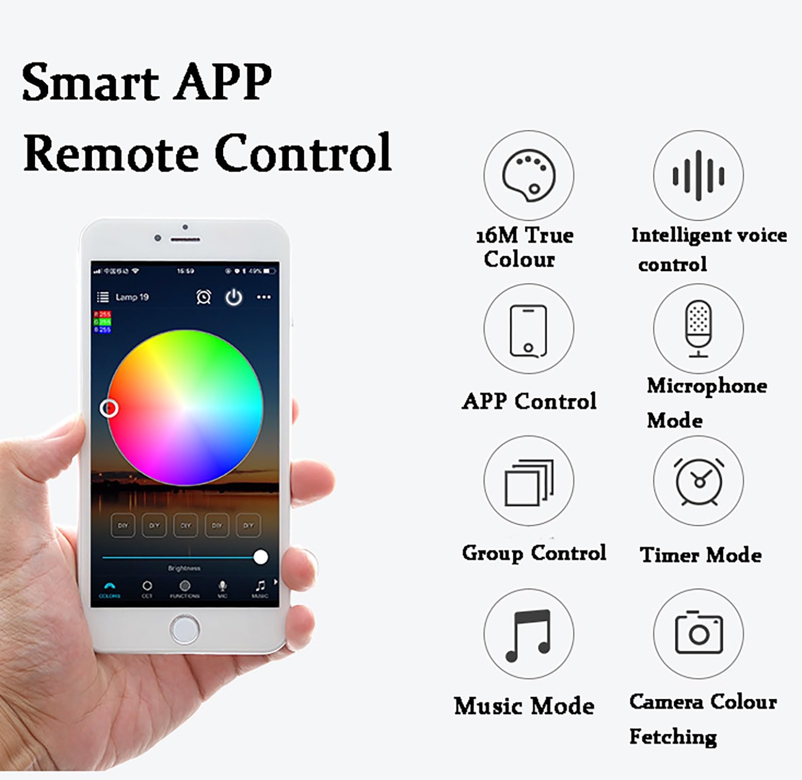 Luces de techo LED for dormitorio, cocina, luz empotrada LED con control remoto, iluminación empotrada inteligente ajustada 2700-6500K, conexión directa Bluetooth Wi-Fi RGBWW LED Downlight, tamaño de
