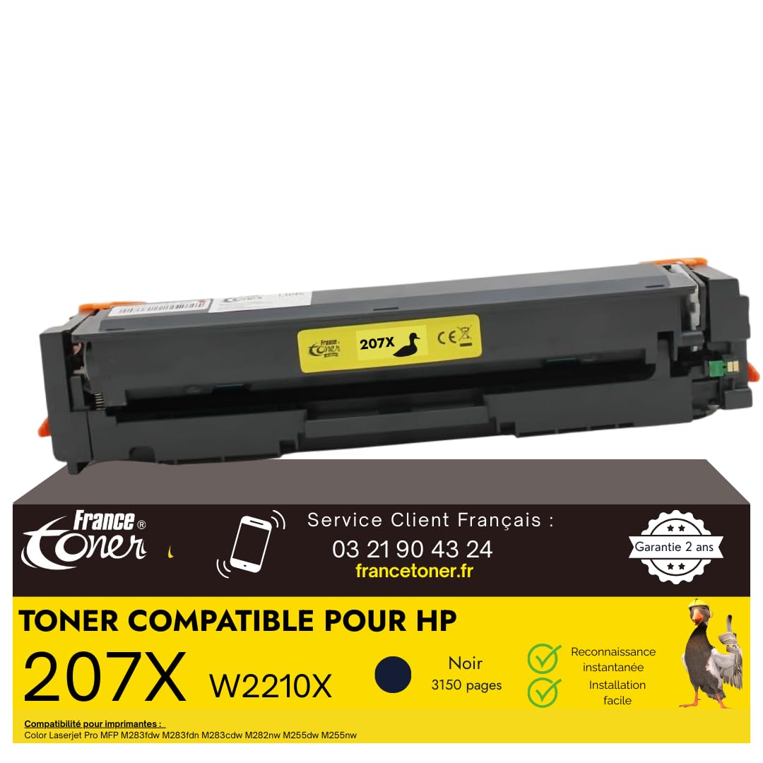 207X Toner Compatible pour HP W2210X Noir, 3150 Pages | Cartouche Haute Qualité pour Imprimantes Laser Color LaserJet Pro M255 M255dw M255nw M282 M282nw M283 M283cdw M283fdn M283fdw