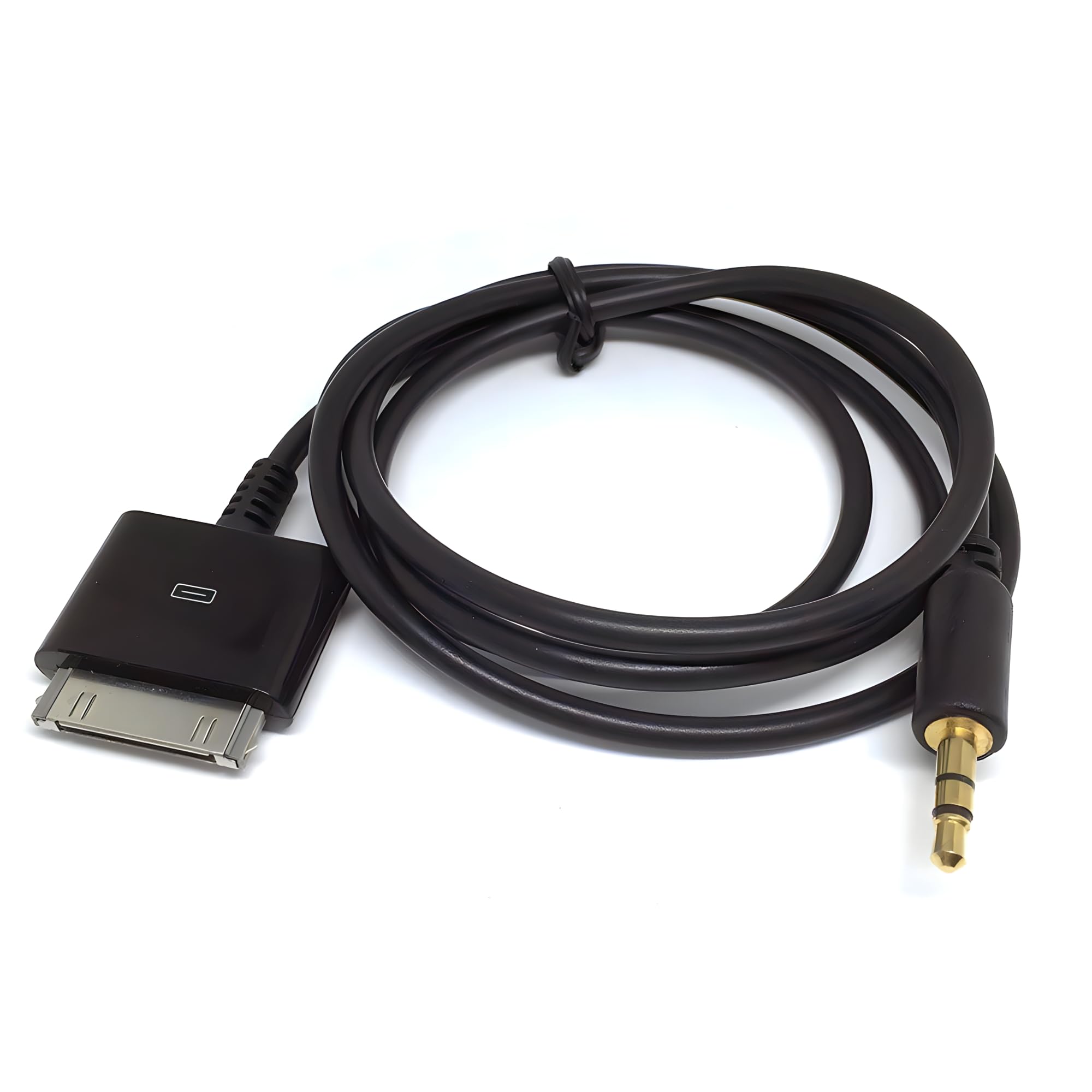 ClipGrip 3.5mm AUX To 30-Pin Dock Adapter – 4.9 FT Cable For IPod, IPhone, Docking Stations, Car Audio (2 Pack, Black)