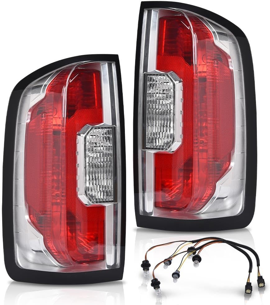 CHEDA Tail Lights w/Bulbs Red & Clear Lens Pair Compatible with GMC Canyon 2015-2022(Submodel:Terrain,Denali,Base,SL,SLE,SLT,AT4,Elevation) Rear Lamp Assembly Pilotos Traseros Conjunto