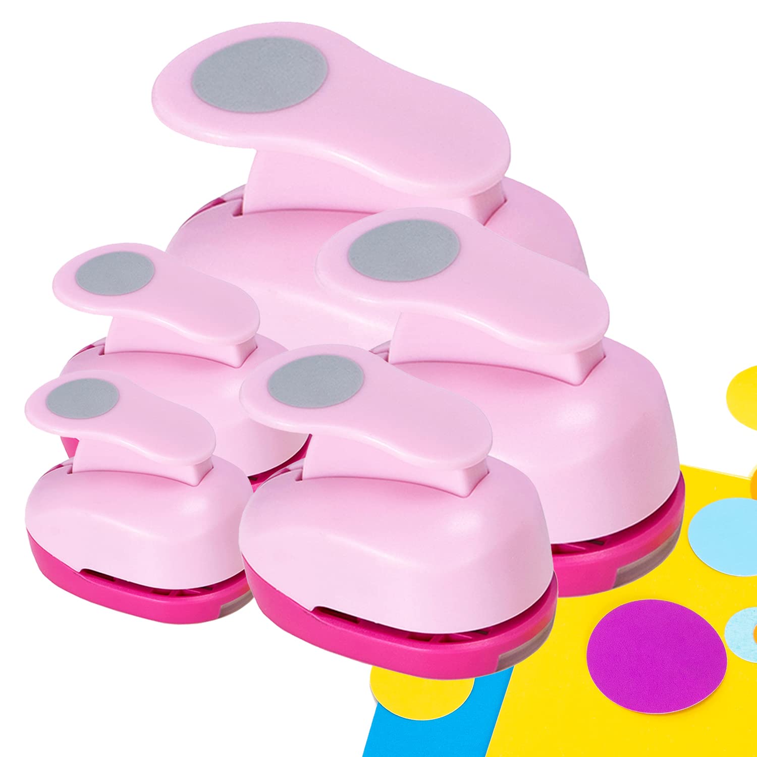 Circle Punch Paper Hole Punches Set - 5 Pack Round Paper Punches, Handmade Scrapbook Puncher for Paper Craft, Cardstock,Gift Wrapping,Greeting Cards (2In/1.5In/1In/0.6In/0.3In) (10 Papers Included)