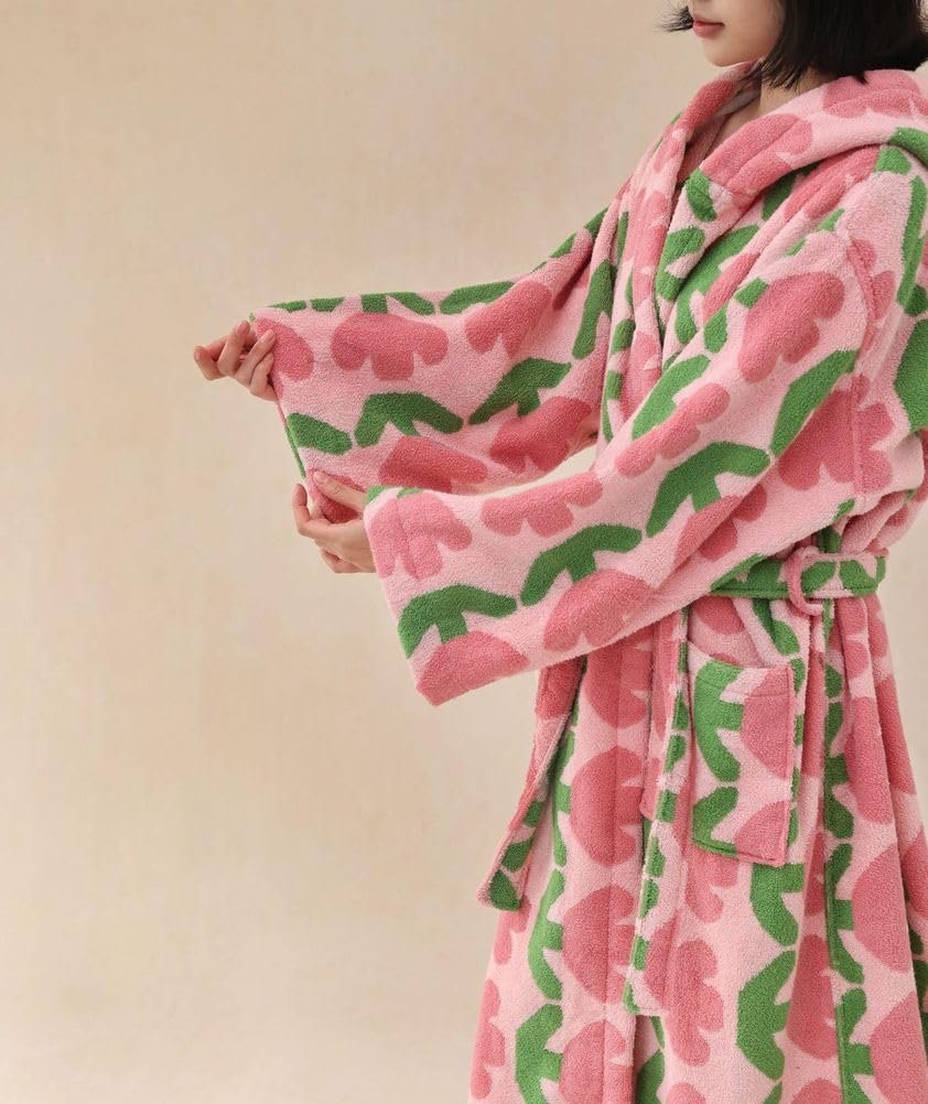 Damski szlafrok frotte, bawełniany szlafrok z kapturem, chłonny, gruby, długi szlafrok do spa, zimowy szlafrok pluszowy,A,One Size