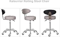 Vista 3 de Kaleurrier Swivel Stool Chair Adjustable Height,Heavy Duty Hydraulic Rolling Metal Stool for Kitchen,Salon,Bar,Office,Massage (with Back Rest) (Grey)