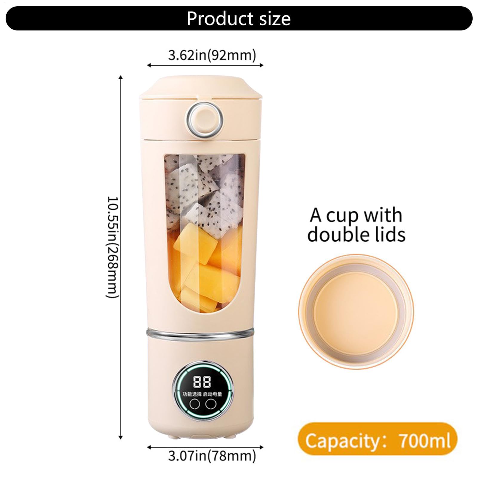 Frullatore personale 700ml Frullatore frutta compatto senza fili | Bicchiere per estrattore di succo elettrico per verdure, per donne, uomini, adolescenti, adulti, cucina, palestra