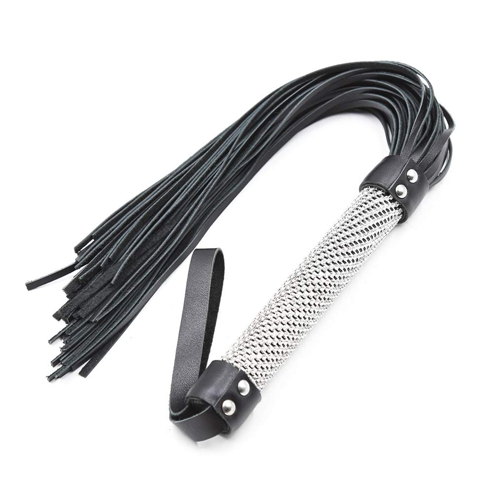 Kit de bondage Collier SM Sex Menottes en cuir véritable Fouet avec Ball Gag Adulte Bondage Harnais érotique pour débutants femmes hommes Noir (Lot de 5)