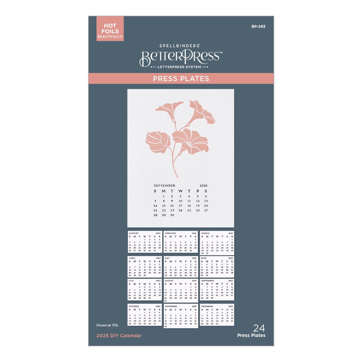 Spellbinders 2025 Calendar Press Plates and DIY Easel BetterPress Dies Bundle from The Florals Through The Year Collection, Metal, ONE - Image 2