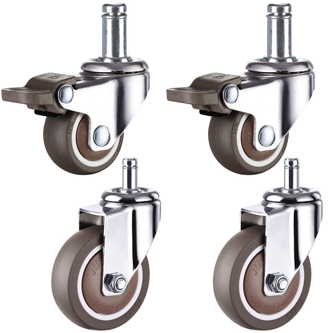 GYRAZXS Heavy-Duty 4X Castor Wheels for Office Chairs & Trolleys 360° Swivel Rubber Casters with Brake Universal Fit 25mm/1in Perfect for Smooth Mobility