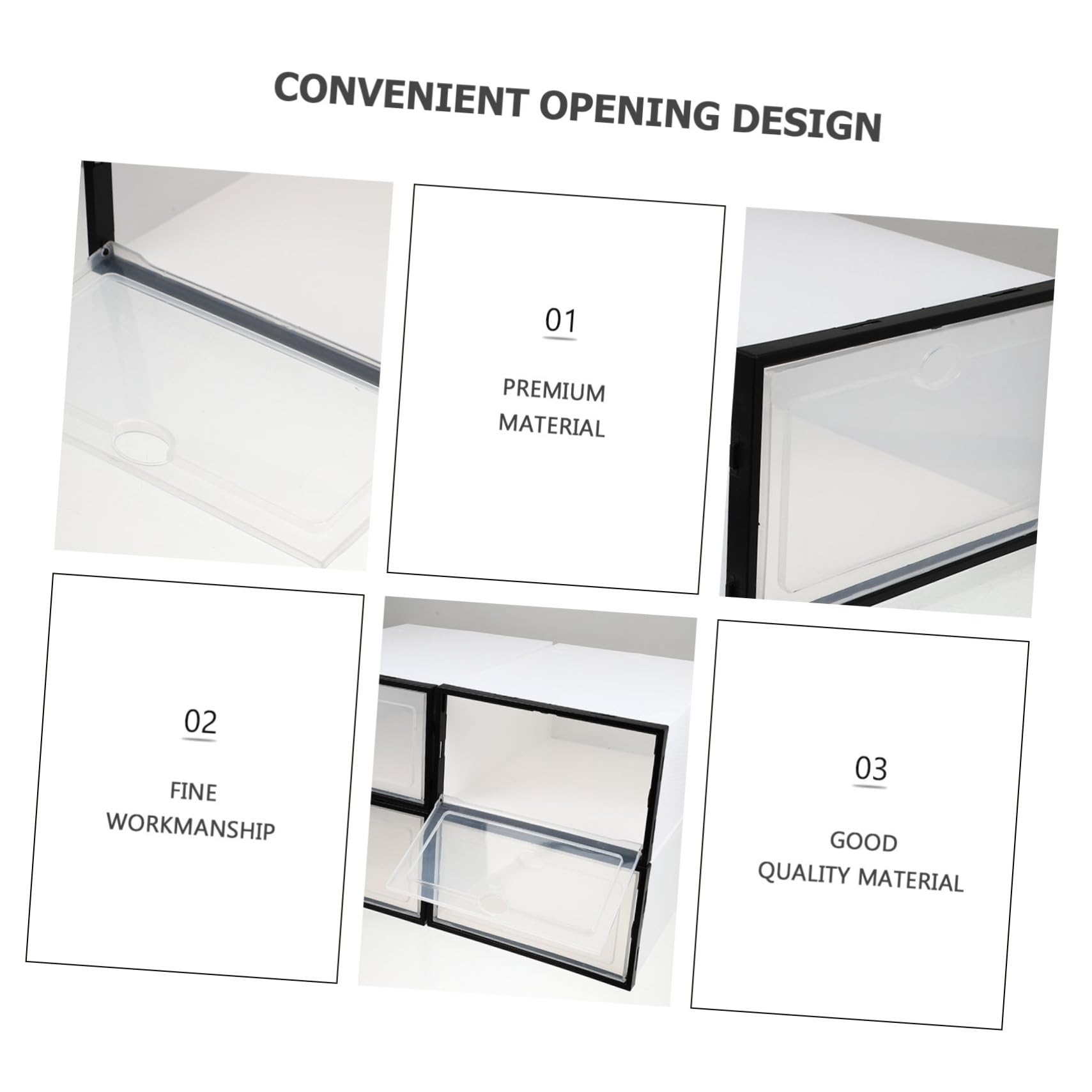 VALICLUD Cajas de Almacenamiento Transparentes Paquete de 4 Unidades Apilables Diseño de Apertura Conveniente para Zapatos de Plástico Blanco Hogar