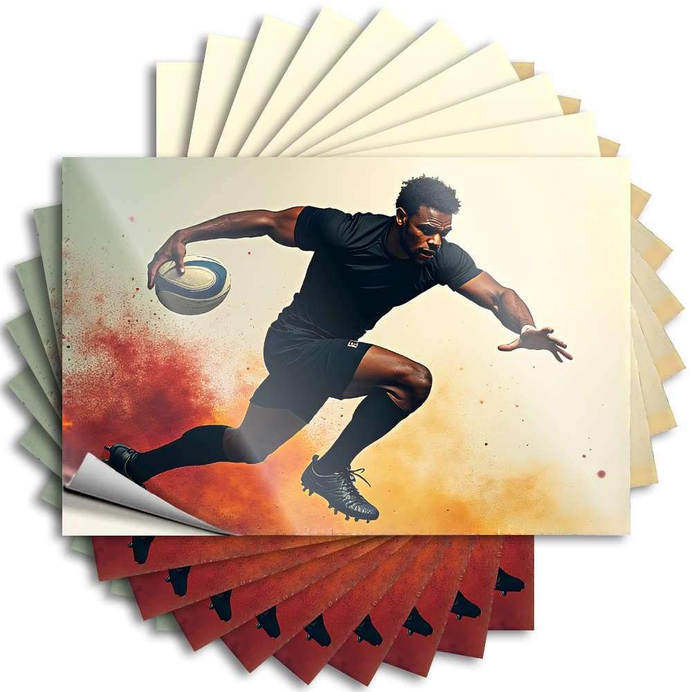 Girly Spring Bumper - A Rugby Player in Action, Holding The Ball. Removable Decal Cover Easy Peel for Billiards(12X18CM)