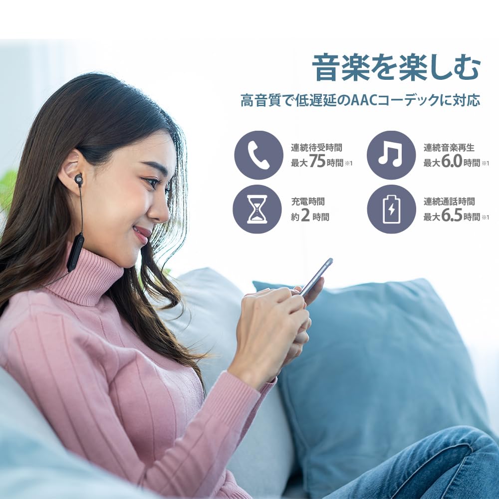 Premium Style Bluetooth 5.0搭載 ワイヤレスステレオイヤホン タフケーブル/カナルタイプ ホワイト PG-BTE12CE2WH